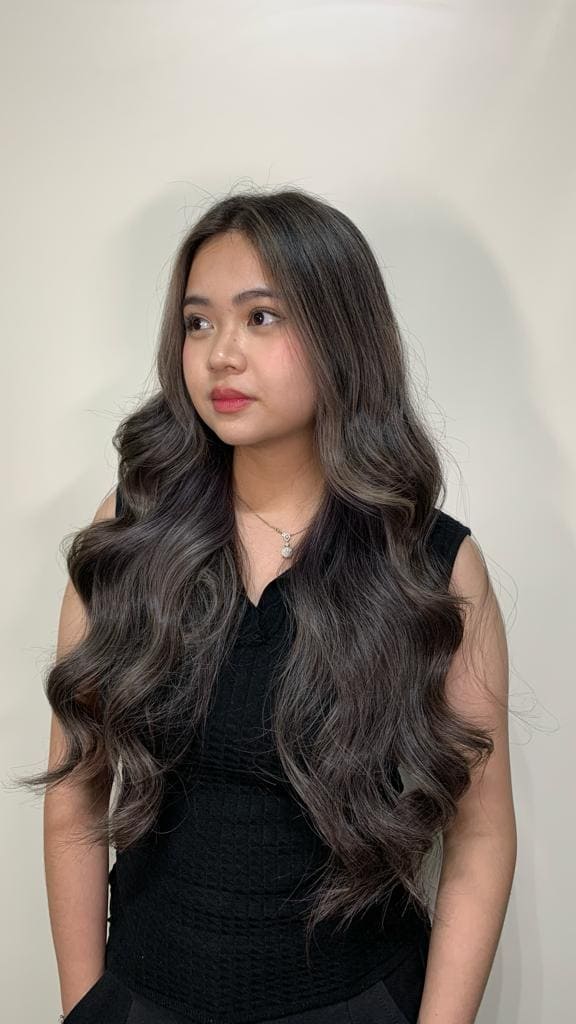 Woman with blue hair